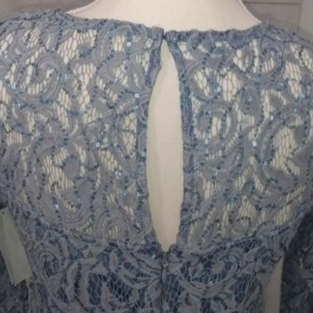 NWT! MARINA Elegant Blue Lace Evening Gown (M) MSRP $150 - Picture 8 of 9